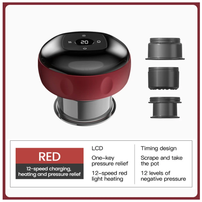 

Smart 6/12 Gear Вакуумный баночный массаж с электрическим подогревом тела Gua sha Скребковый массажер Присоска для похудения шеи и спины