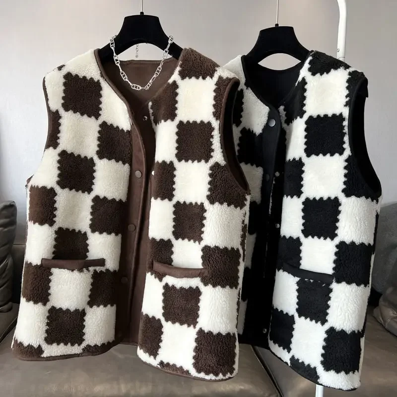 Plaid Vests Women S-3XL Autumn Vintage Pockets All-match Trendy Cozy Leisure Outwear Colleges Popular Checkered Ulzzang Femme