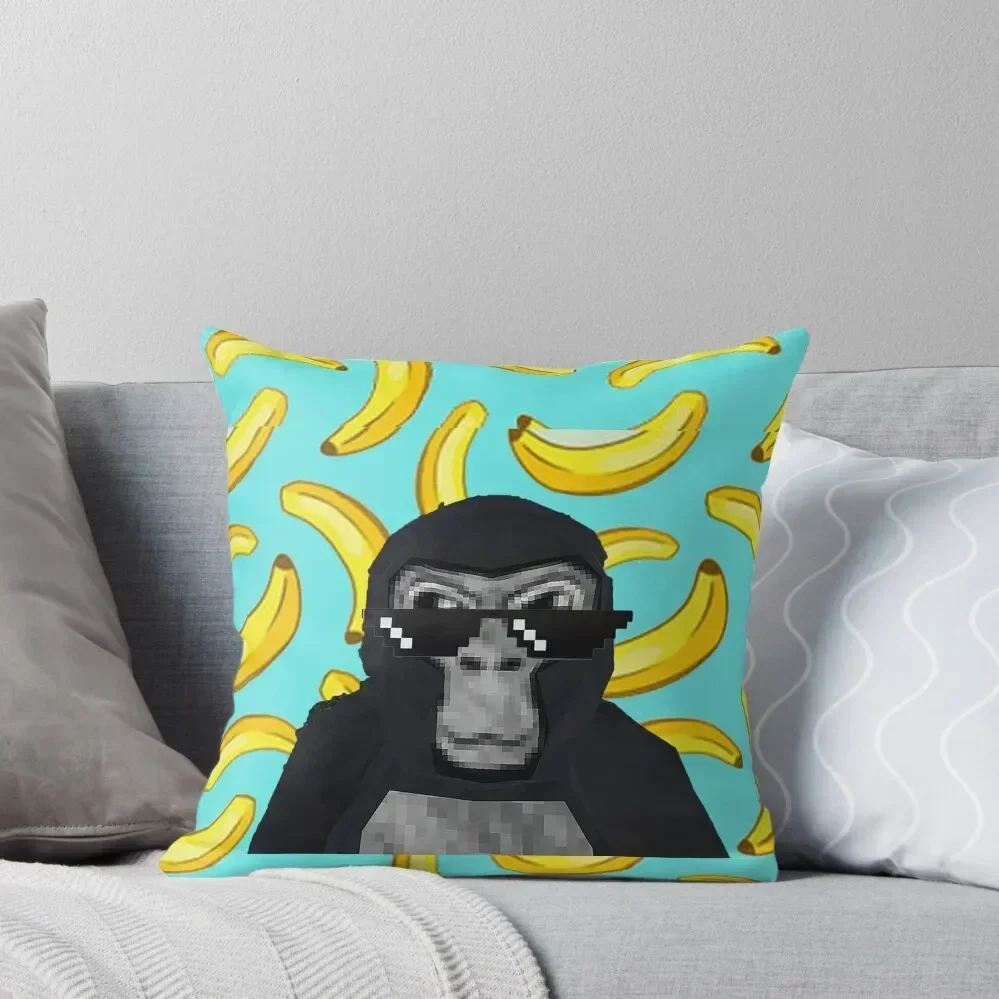 

gorilla tag pfp maker with banan Throw Pillow Sofa Cushions Cover Decorative Pillow Covers For Sofa Plaid Sofa pillow