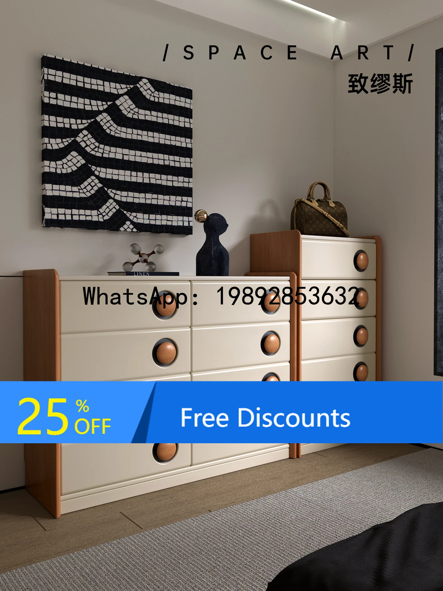 YFY Solid Wood Chest of Drawers Dopamine Drawer  Bedroom Wall Storage  Bedside  Living Room Storage