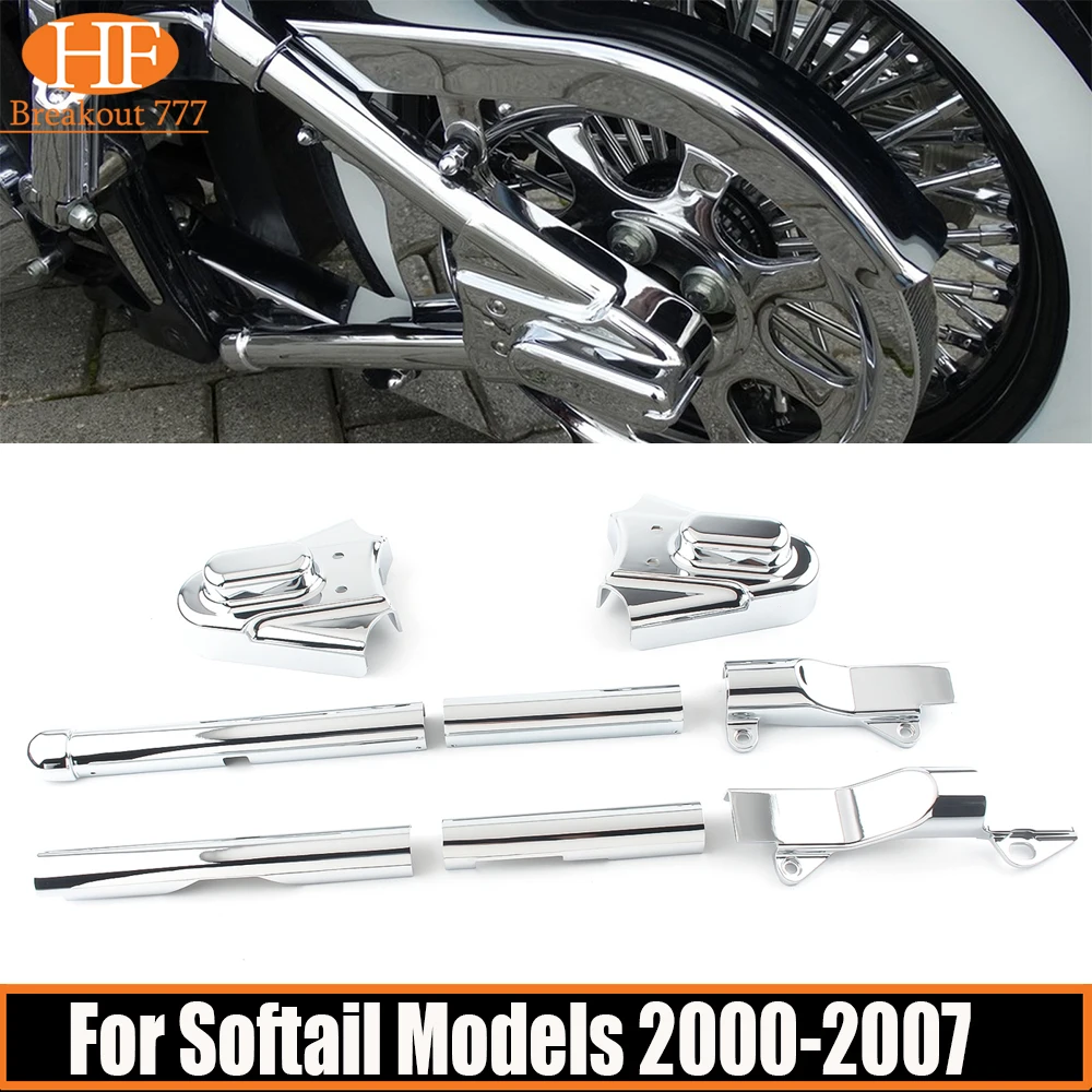 1 Set Motorcycle Rear Swingarm Tube Covers W/ Phantom Axle Covers Motorcycle Modified Parts For Softail Models 2000-2007