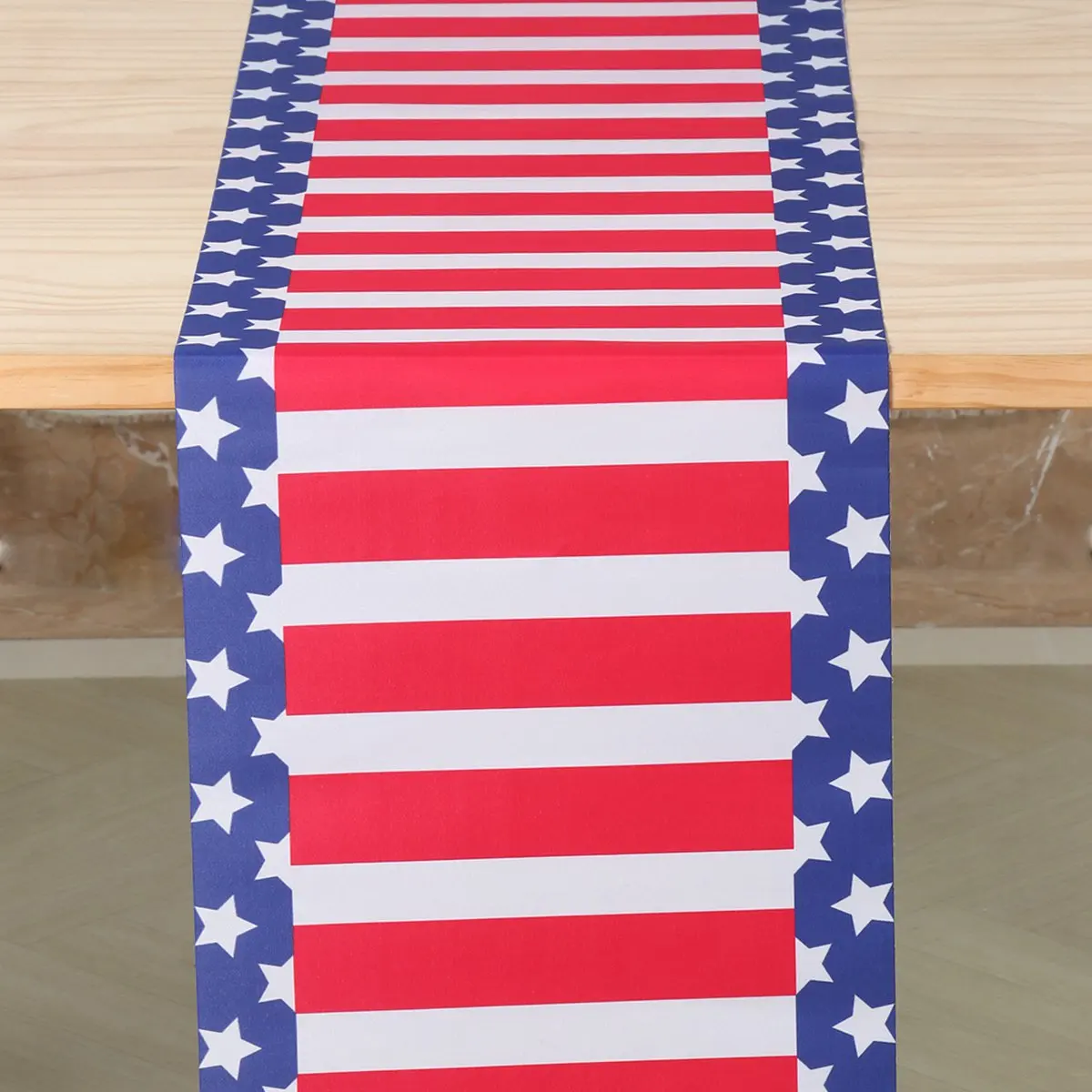 Patriotic Independence Day Linen Table Runner American Flag Heart Star Dwarf 4th of July Table Runner Kitchen Dining Party Decor