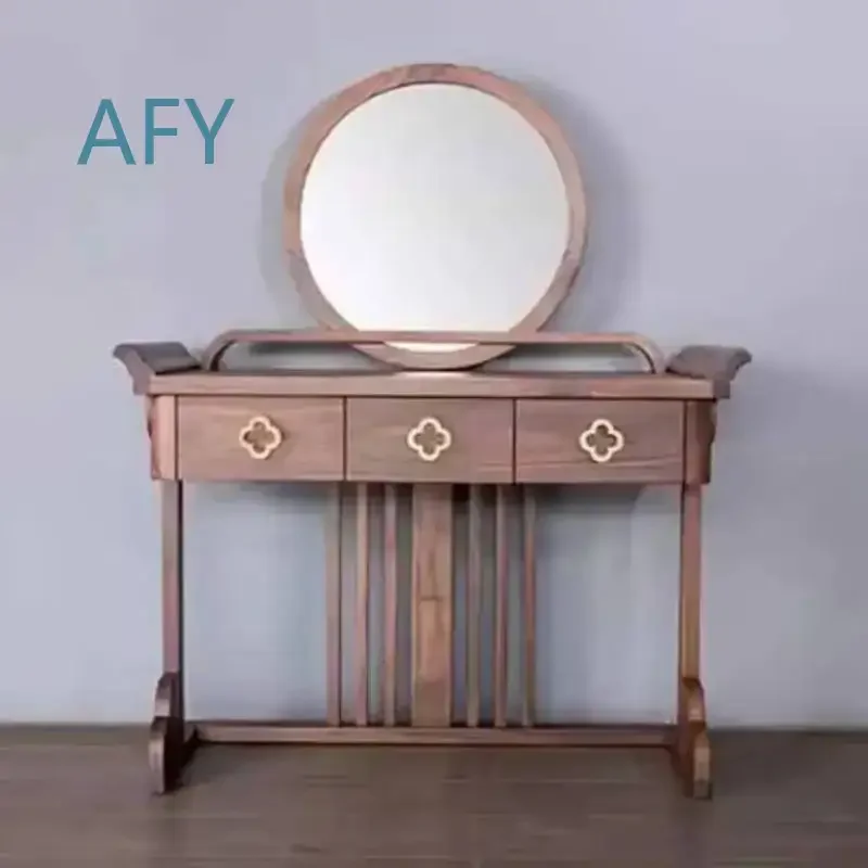 Women Stool Dresser with Eight Drawers and Mirror for High End Large Dressing Table for Hotel Luxury Wooden Coiffeuse De
