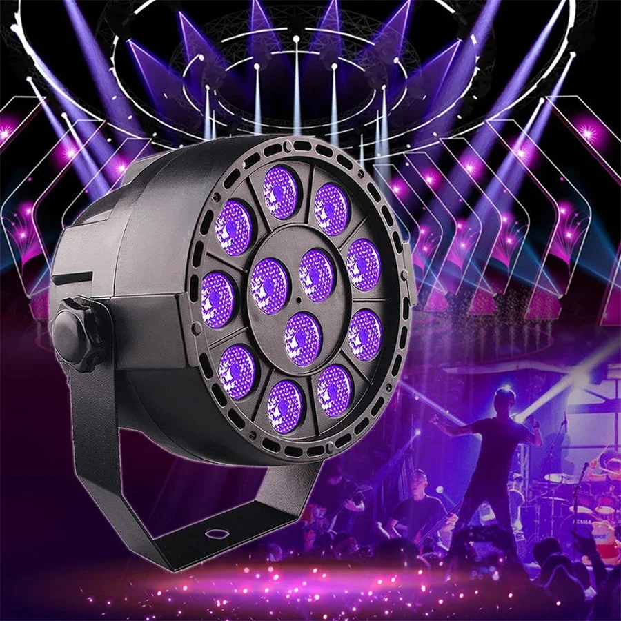 LED roxo Par Luz de Palco Voz Control Sensor, lâmpada UV, cabo DMX, 512 Controlador, Movendo Cabeça, DJ, Disco, Dance Floor, 36W