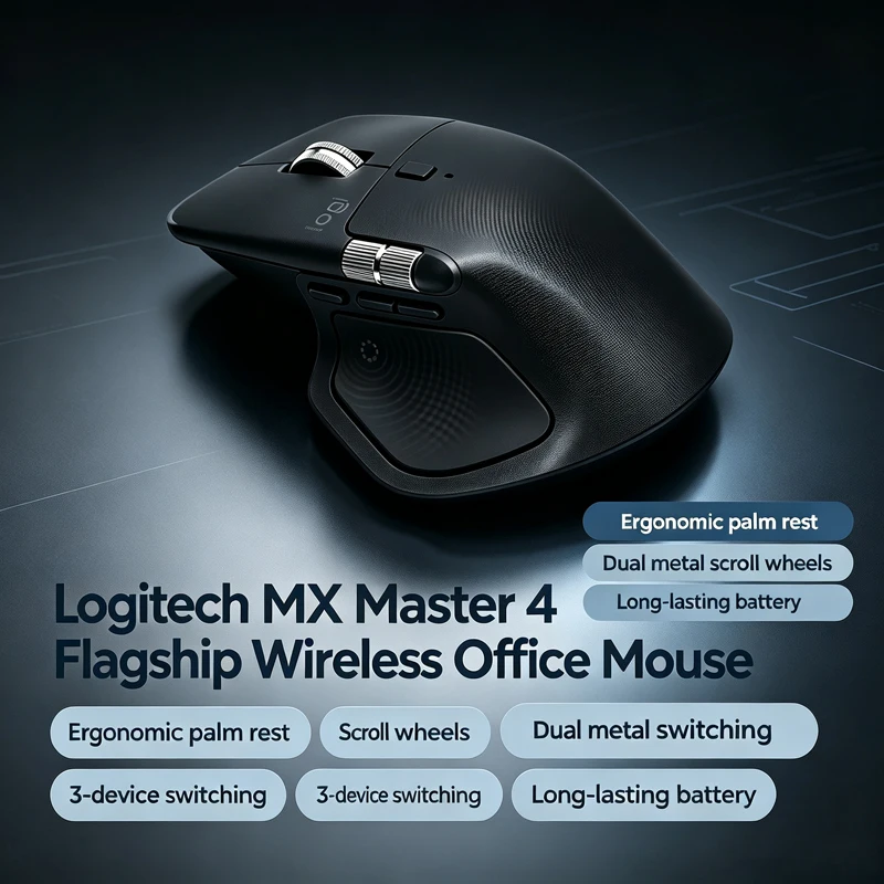 Original Logitech MX Master 4 Wireless Bluetooth Office Mouse, 8K Multi-Device Switching AI Smart Electromagnetic Scroll Wheel