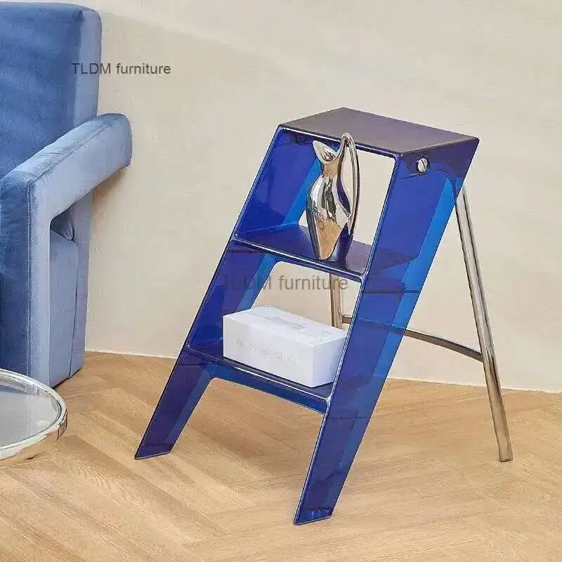 

Transparent Modern Acrylic Home Folding Ladder Step Ladders Japanese Portable Telescopic Ladder Rack Creative Stairs Step Stool
