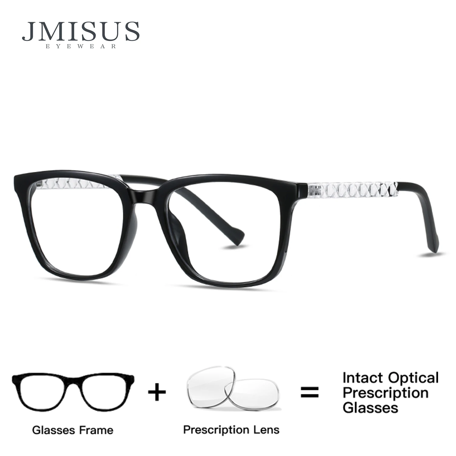 

JMISUS Fashion Square Prescription Glasses Myopia Eyewear Acetate Optical Lenses with Recipe Progressive Eyeglasses for Men