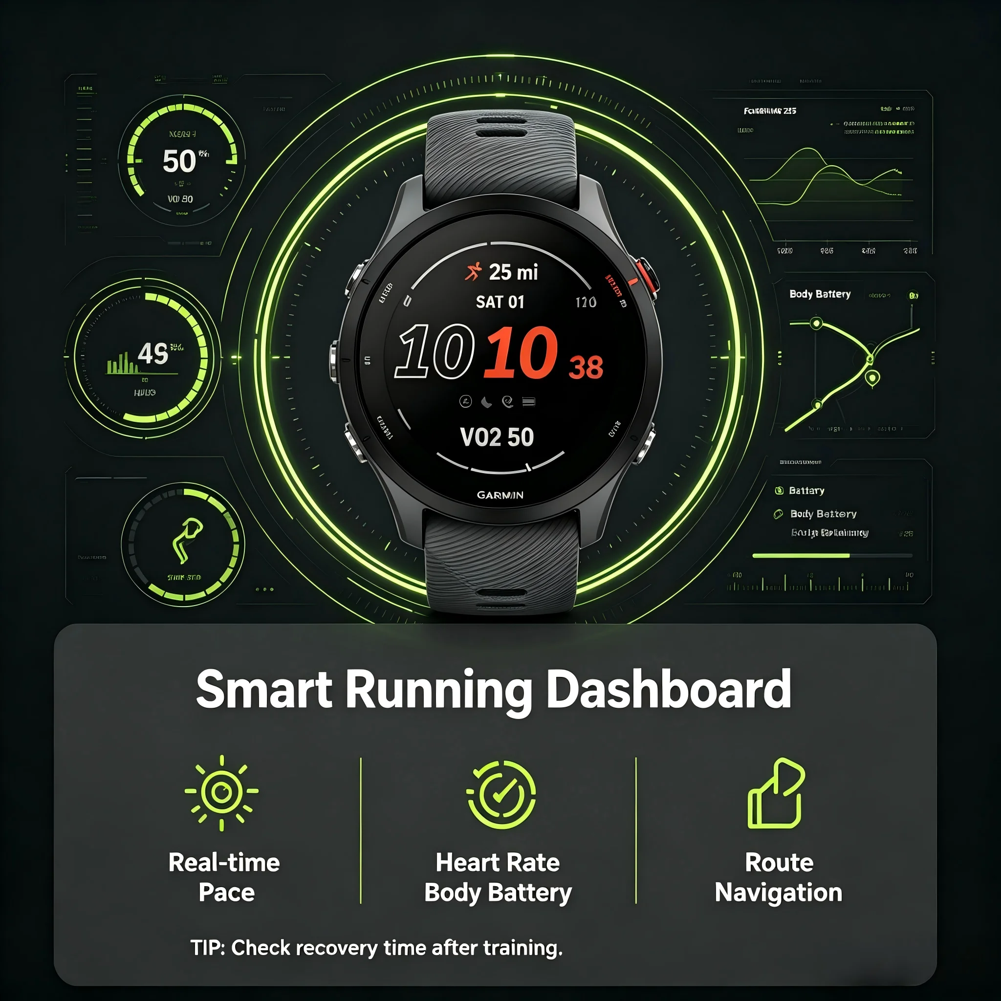 Garmin Forerunner 255 GPS Running Watch, Smartwatch，Multi-band GNSS, Wrist Heart Rate Monitor, Training Status, Pulse Ox, 30hrs Battery, Official Global Version