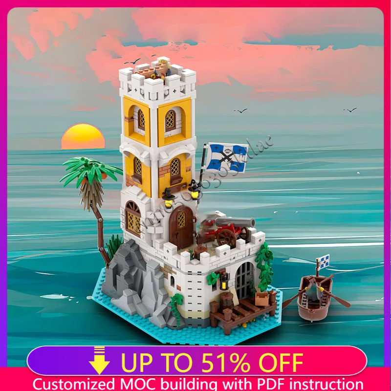1174PCS Customized MOC Custom Made Medieval Castle 6625 Island Remake Model Building DIY Blocks Bricks Assembly Toy Holiday Gift