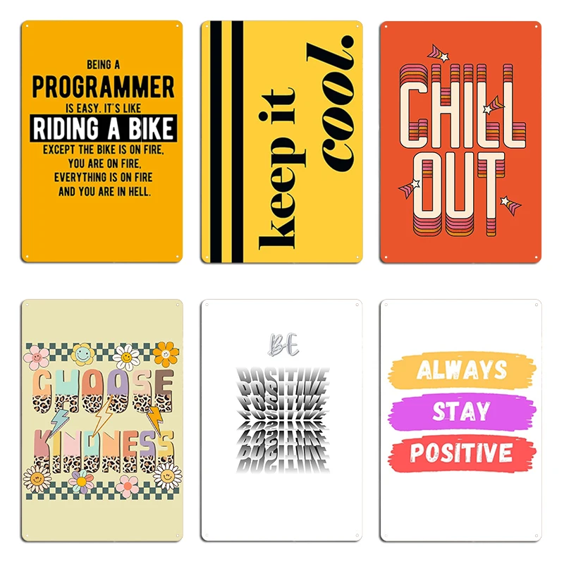 Stay Chill A Positive Message Metal Plaque Plaques Custom Personalized Plaques Character  Tin Sign Poster