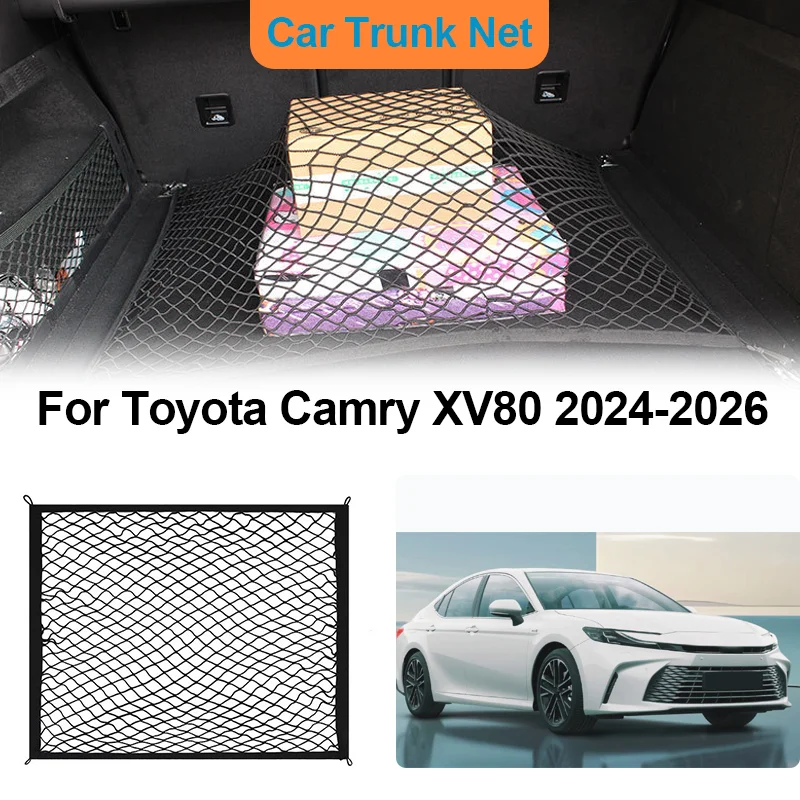 For Toyota Camry XV80 2024-2026 Car Trunk Net Storage Bag Interior Luggage Cargo Elasticity Wear-resistant Organiser Accessories