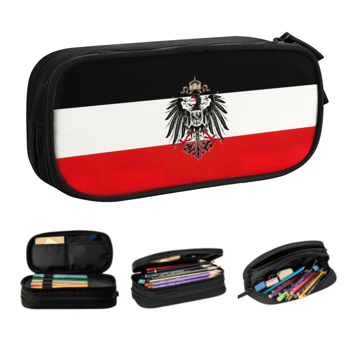 Cute Custom Flag Of German Empire Pencil Case for Girls Boys Germany Deutschland Proud Large Capacity Pen Box Bag Stationery