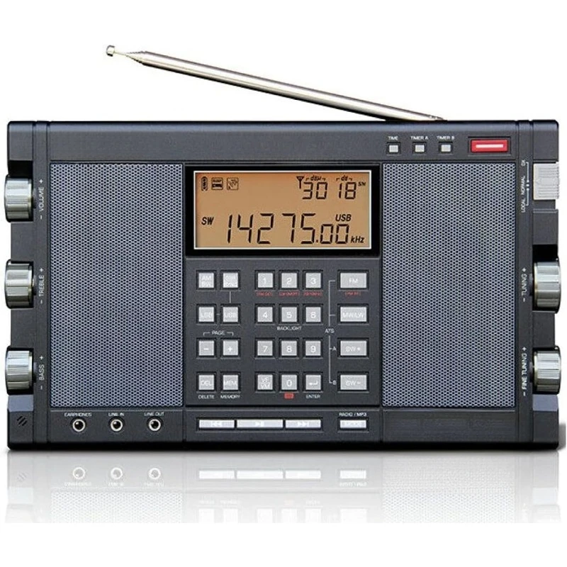 Digital Worldband AM/FM Shortwave Longwave Radio with SSB Reception, Dual Speakers, & MP3 Player, Matte Black