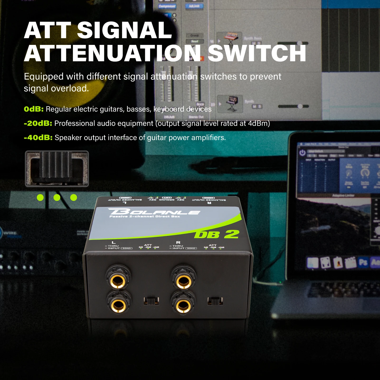 Bolanle Passive DI Box – Najlepszy, tani transformator audio do gitary i basu, eliminator szumów, 1/4 cala na XLR — zdjęcie produktu 6