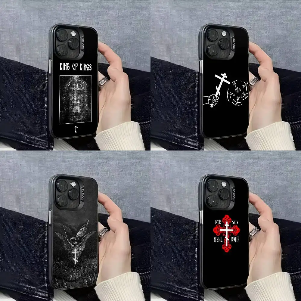 

Orthodox Cross Icon Church God Phone Case For iPhone 16,15,14,13,12,11,Mini,Pro,E,SE4,XS,MAX Black Candy Matte Shell