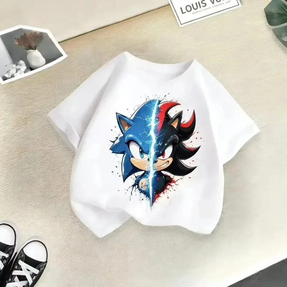 Sonic The Hedgehog Kids T-Shirt Anime Print Cotton Short Sleeve Boy Girl Summer Casual Top Gift