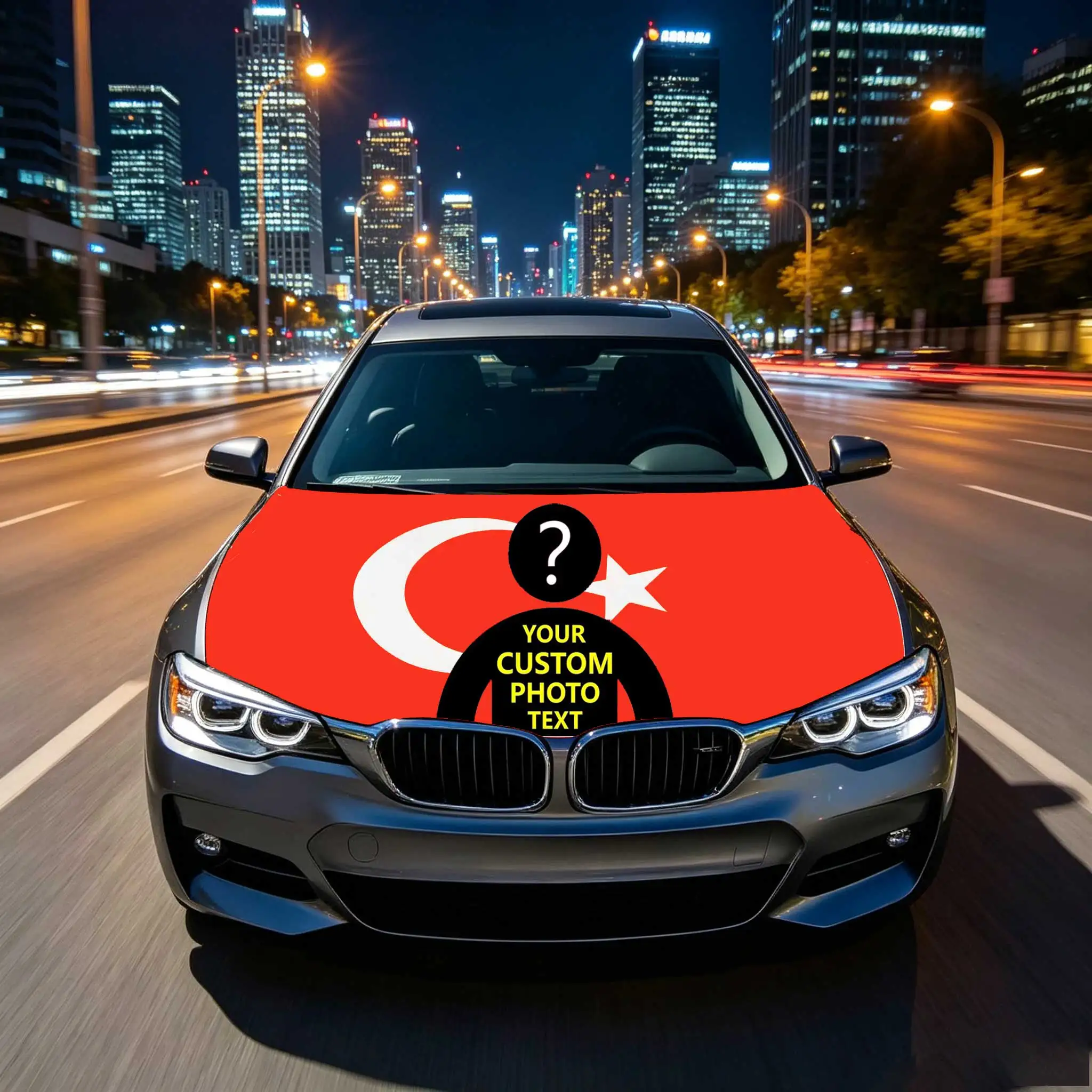 Personalized Custom Turkey Car Hood Cover Flag Engine Banner,Your Logo with Vibrant Color Fade Resistant Truck Engine Flags
