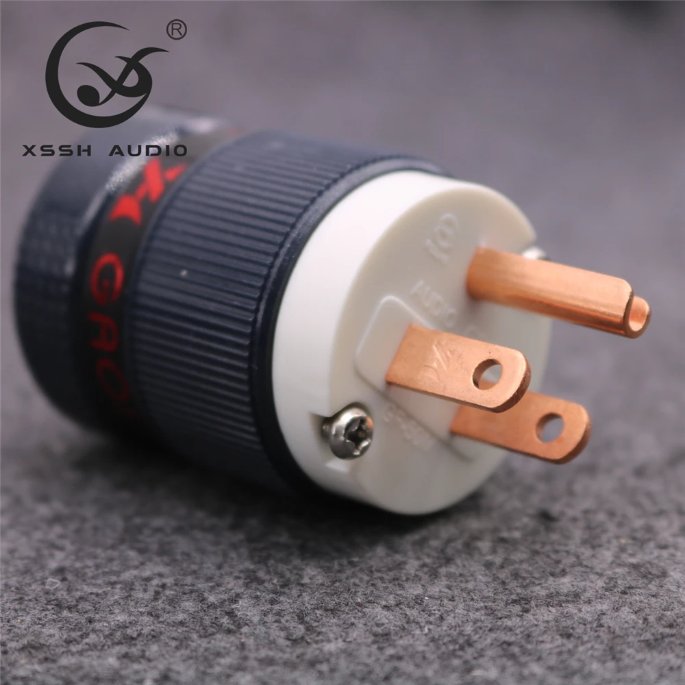 1 Pair XSSH Audio DIY Amplifier HIFI Pure Red Copper US Version 3Pin Waterproof Female Male 15A Power Connector Electric Plug