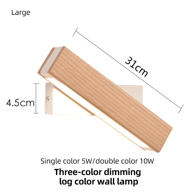 Imagem -04 - Led Lâmpada de Parede de Madeira Interior Interruptor Ajustável Wall Sconce com Interruptor Cores Rotação Regulável Corredor Corredor