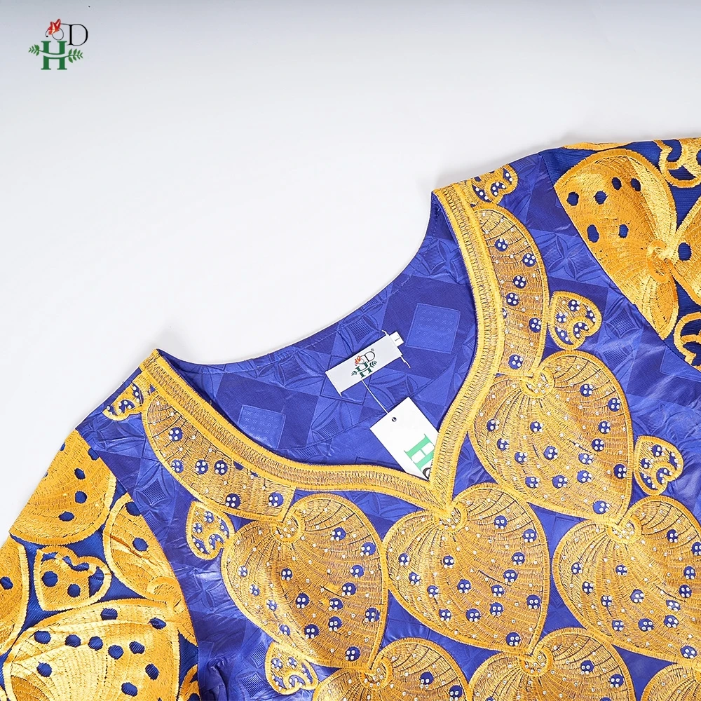 H & D-vestidos africanos para mujer, vestido Bazin Riche bordado de talla grande, vestidos Bubu de boda, caftán elegante Boubou Djellaba, ropa