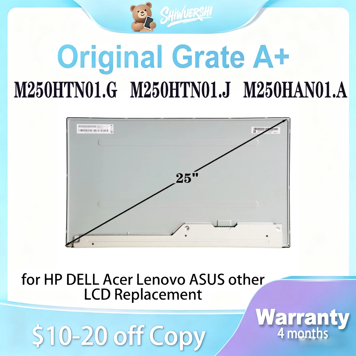 

25 inch Original New A+ M250HTN01.G M250HTN01.J M250HAN01.A M241htn01.8 LCD Screen FHD Display 1920*1080P
