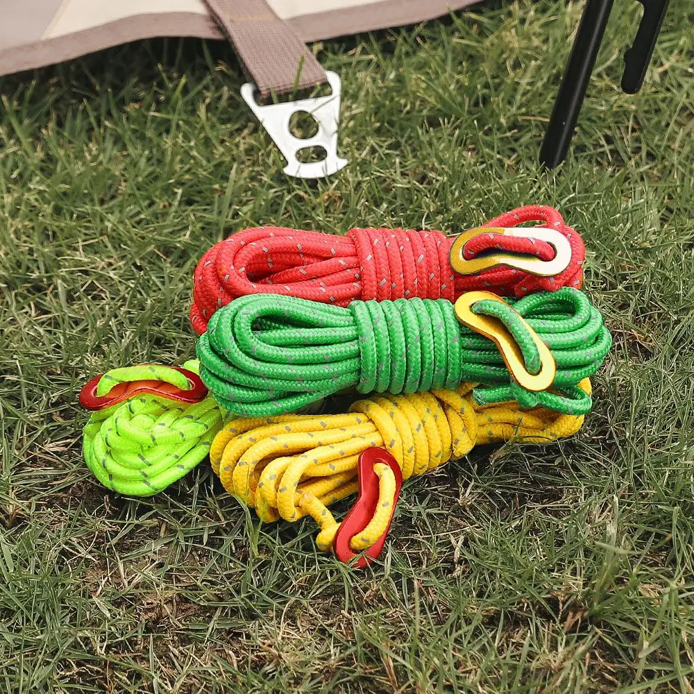 Camping Buckle Adjuster Camping Hiking Camping 4mm Tent Accessories Reflective Umbrella Rope Reflective Paracord Tent Wind Rope