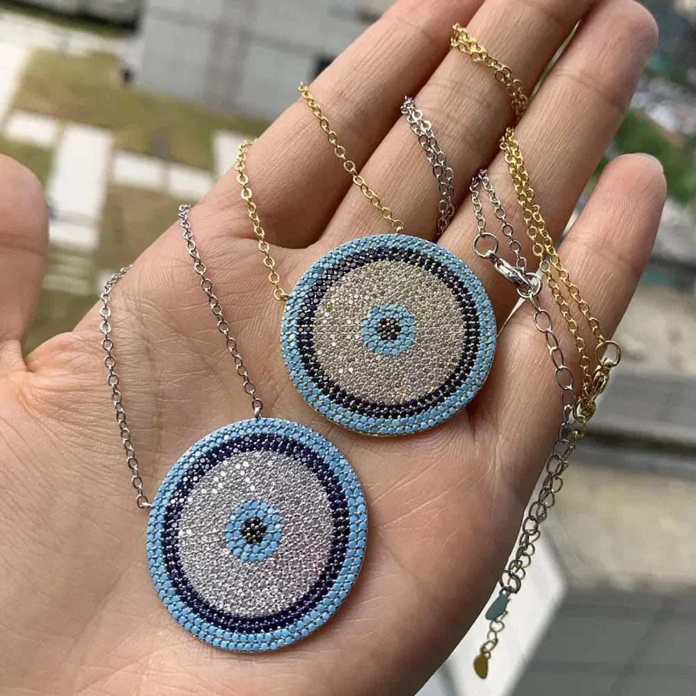 2024 New Micro Zirconia Greek Evil Eye Charm Silver Color Lucky Blue Eyes Necklace Elegant Women Girls Exquisite Gift Jewelry