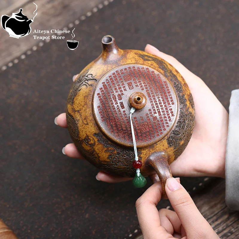 Yixing Purple Clay Pot Raw Mine Keel Gold Sand Arhat Hanjiang Pot Kung Fu Tea Set Chinese Teapot - Image 5