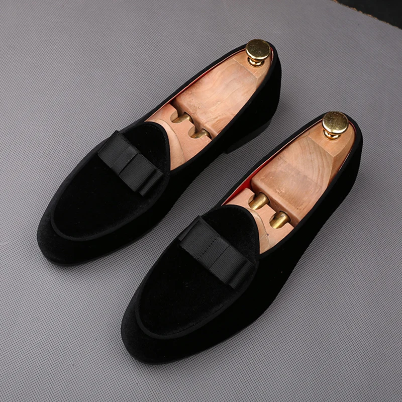 England style mens casual shoes black blue slip-on driving shoe soft velvet leather summer loafers smoking slippers breathable