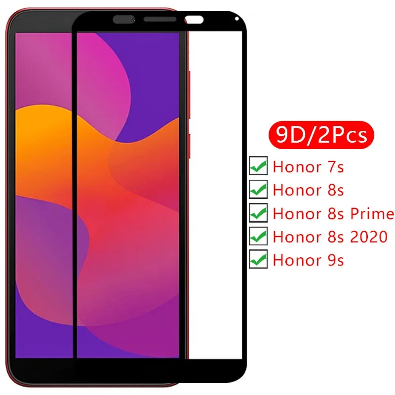 9d screen protector tempered glass case for huawei honor 9s 8s prime 2020 7s cover on honer 7 8 9 s s7 s8 s9 protective coque