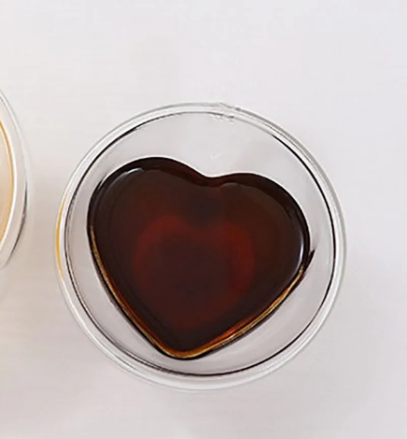 180ml 240ml Tea glass mug new creative double-layer heart-shaped  an insulated water peach heart cup glass coffee Milk mugs cup