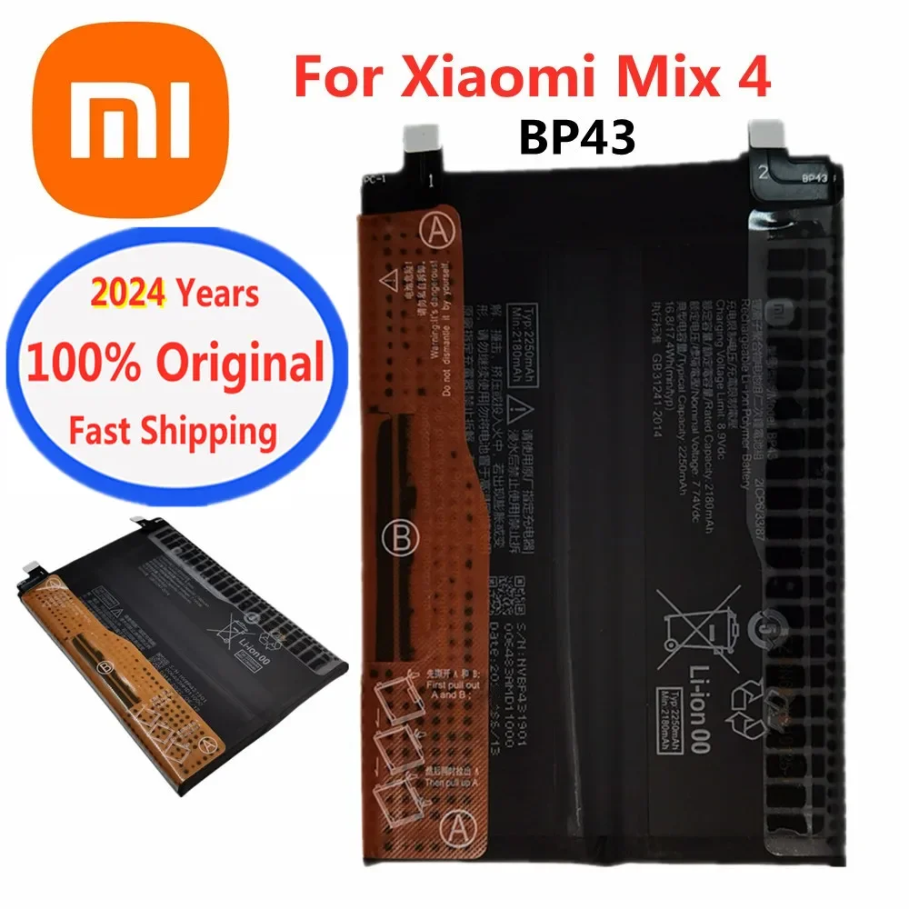 

2024 Years Xiao mi Orginal Battery BP43 For Xiaomi Mi Mix 4 Mix4 Bateria 2250x2mAh Phone Replacement Battery Batteries