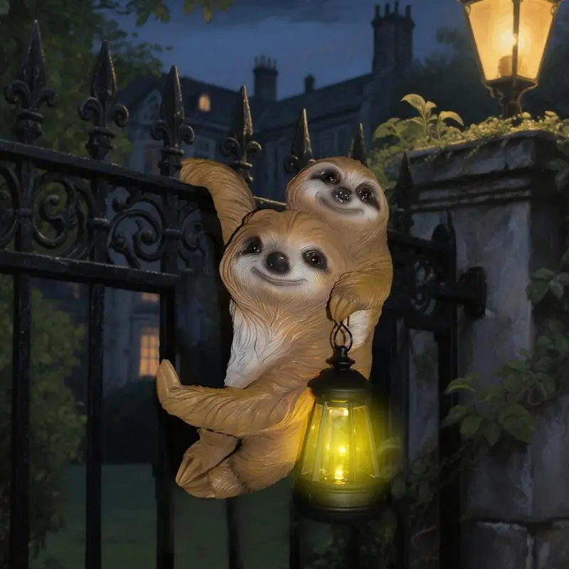 

Solar Statue Garden Sloth Statues Outdoor Decor Auto Light Realistic Resin Sculpture In Sloth Shape For Pathway Lawn Yard Porch