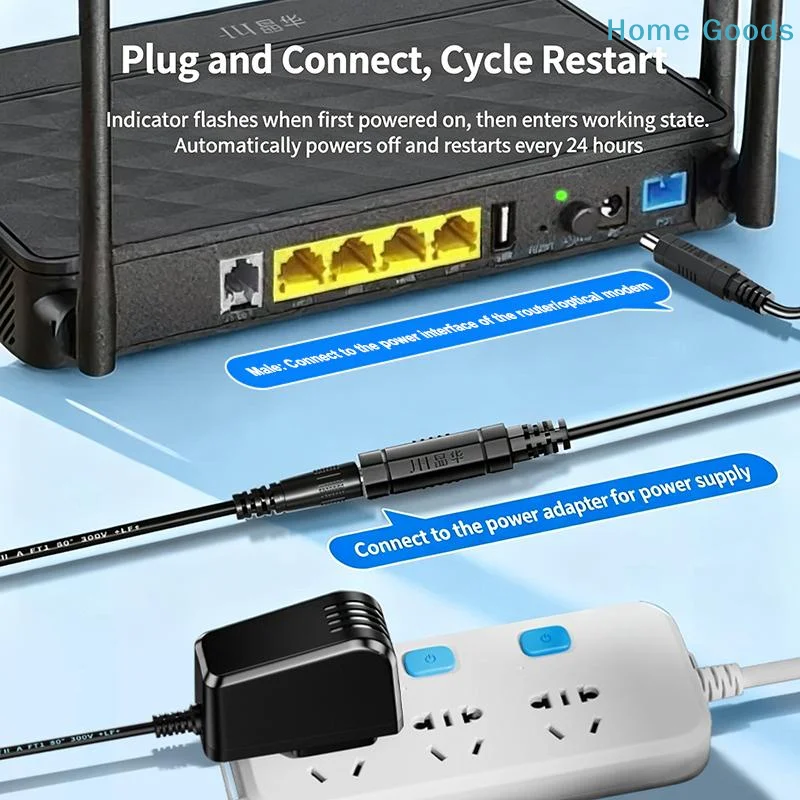 preferredRouter Auto Restart DC Power Cable Smart Chip ABS Shell 24H Automatic Cycle Reboot for Office Network Equipmentproduct