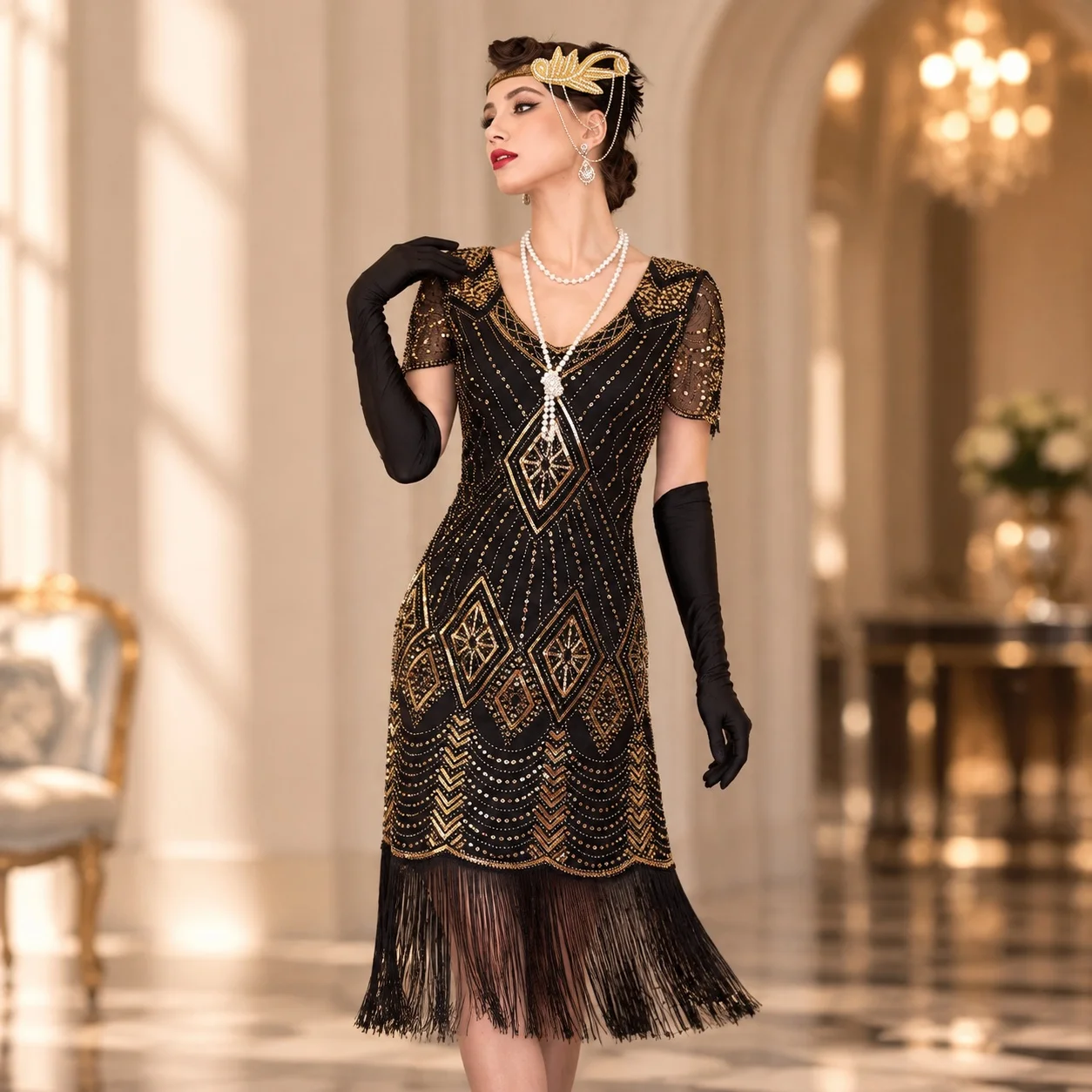 Sequined Sequin Gown Elegant with Short Sleeve Sequin Party Dress Skirt Spring V Neck Dress Short Sleeve Party for Women
