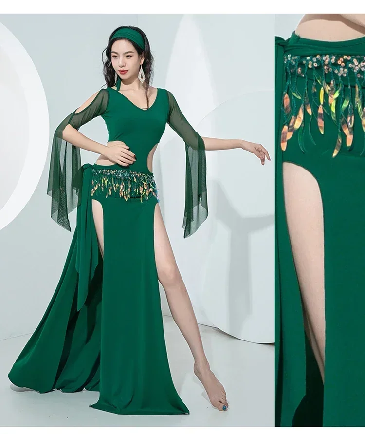 جديد الرقص الشرقي مجوف من الترتر المرأة العرقية بلدي صادق رداء أداء الرقص دعوى 3 قطعة مجموعة