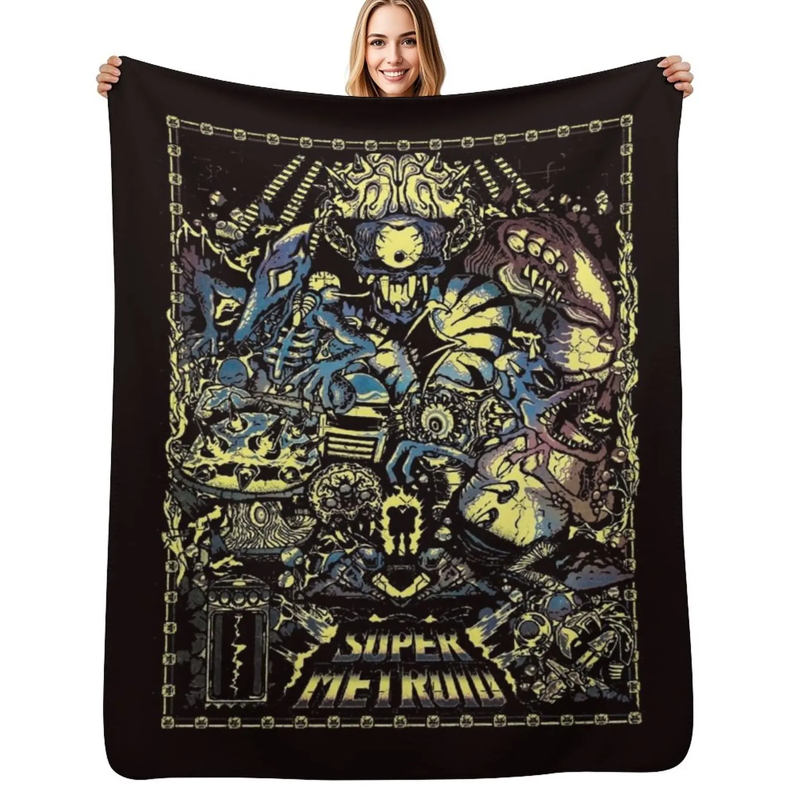 Manta Super Metroid Legacy Tipo C, Ropa de Cama de Franela, Térmicas para Viajes, Mantas de Lujo de la Marca Hairys