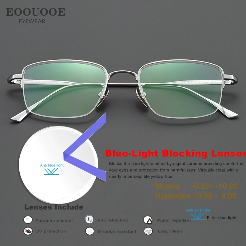 Filter Blue light Men Women Eyewear With Prescription Lenses Photochromic Optical Myopia Reading Eyewear Titanium Glasses