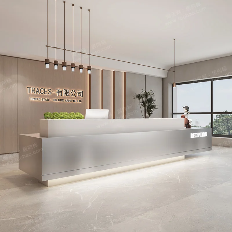 مكاتب استقبال القهوة المكتبية خدمة مكاتب الاستقبال التجارية الحديثة تصميم أثاث Mostrador De Tienda الصناعي #4