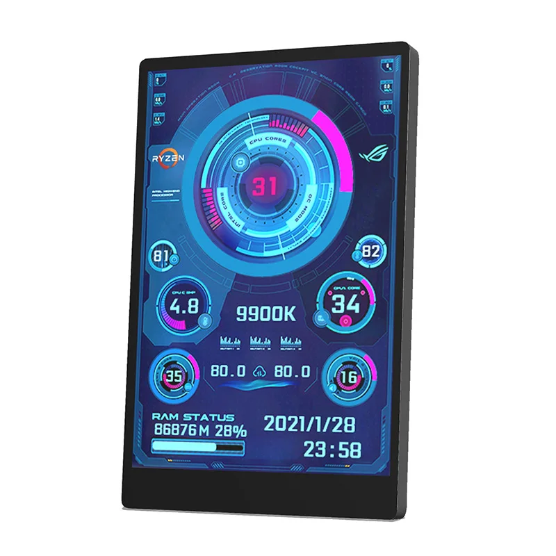 USB 3.5 Inch IPS 5PIN Type-C Secondary Screen Mini Computer CPU GPU RAM HDD Monitor USB Display Freely AIDA64 Holder Cable