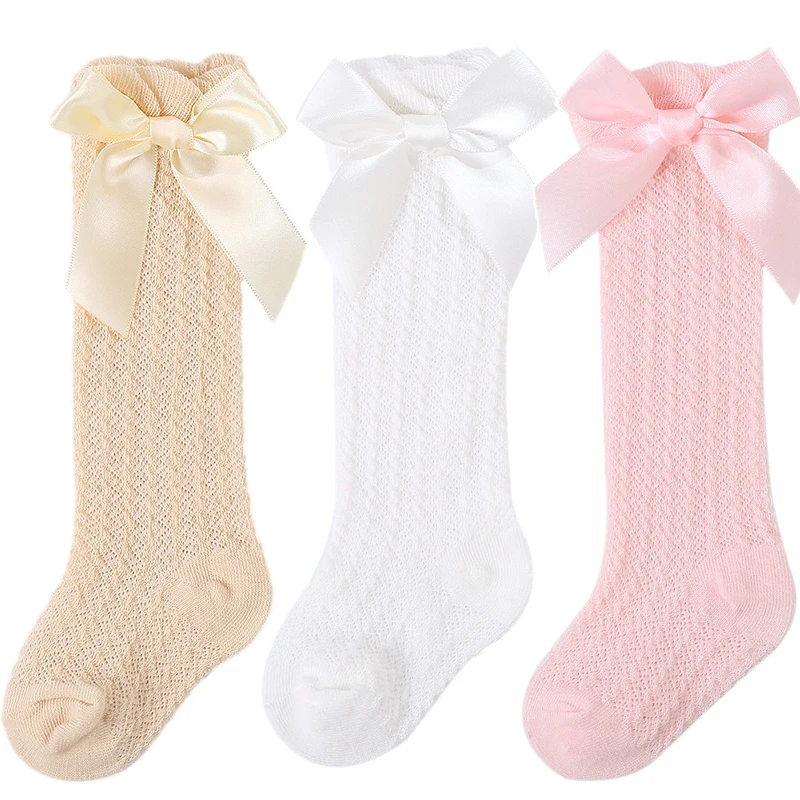 

Baby Girls Socks Candy Color Sweet Bow Long Princess Socks Simple Designed Fashion Casual Comfortable Breathable Socks 0-3Y