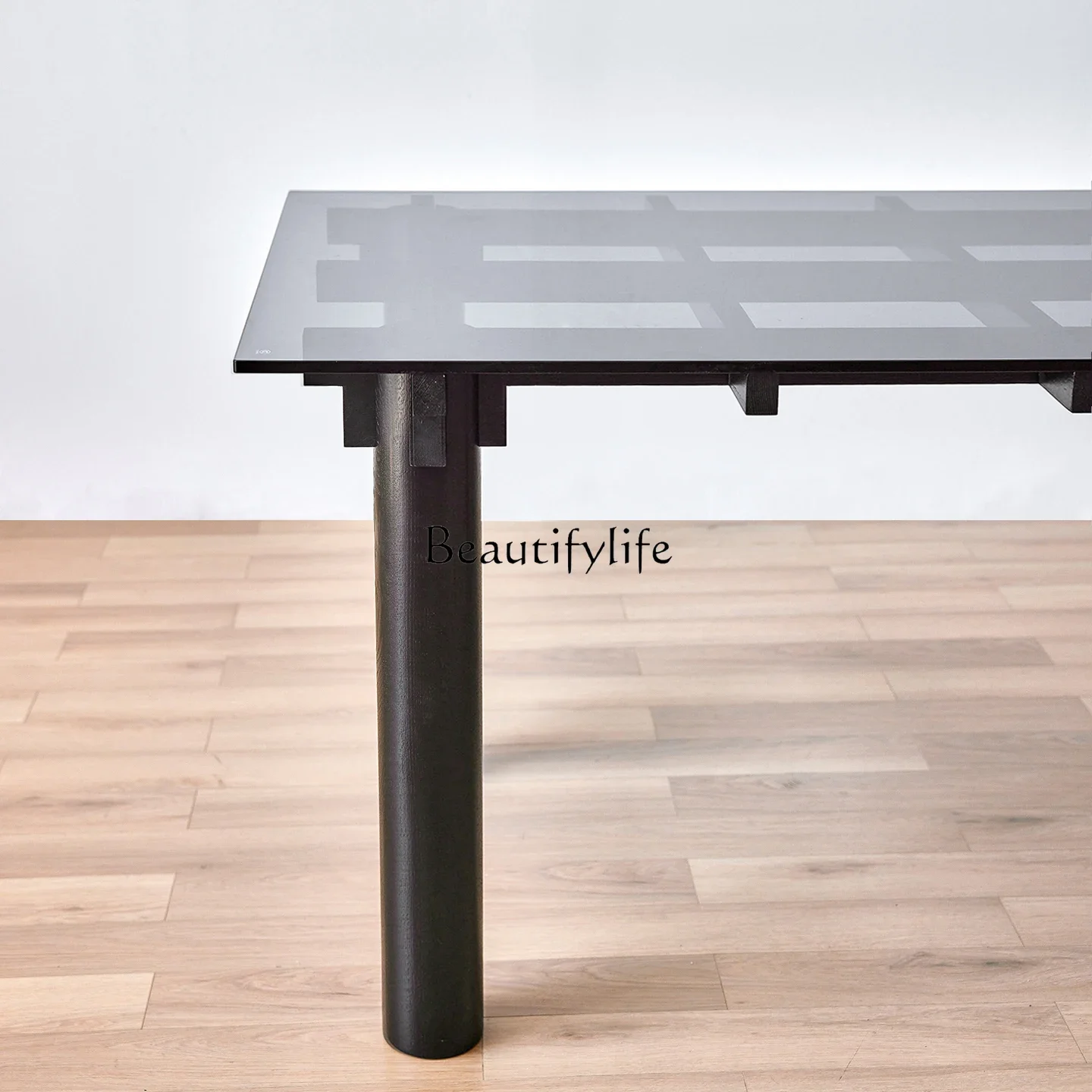 

yj21 Italian light luxury glass dining table transparent creative modern simple hotel home rectangular dining table