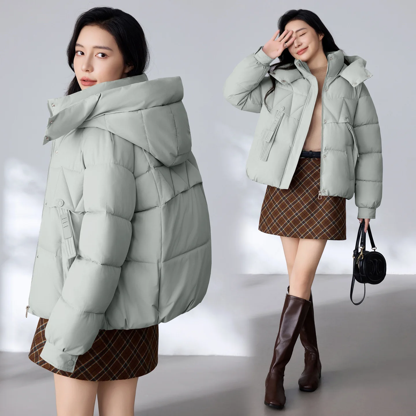 

Пуховая хлопковая куртка с капюшоном, женские парки2026Зимняя новая внешняя торговля, корейское теплое хлопковое пальто, короткое пальто, женское модное пальто