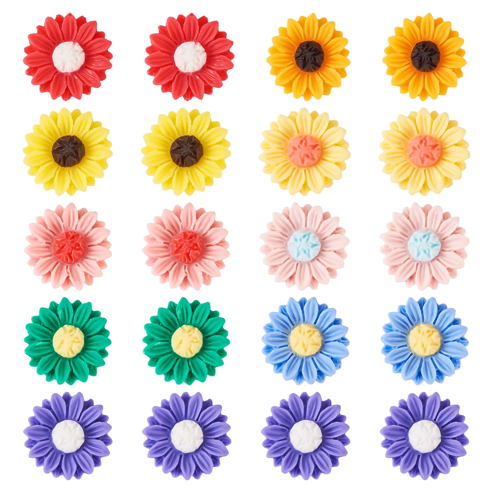 

54Pcs Flatback Opaque Resin Sunflower Cameo Cabochon Pendants Charm Scrapbook Hair Accessories DIY Crafts