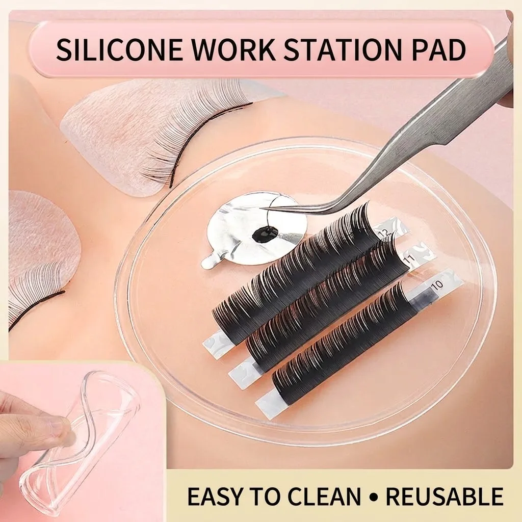 Anti-Static Silicone Forehead Lash Pad Eyelash Extension Stand Pallet Fake Lash Glue Holder Makeup Tools for Lash Artists