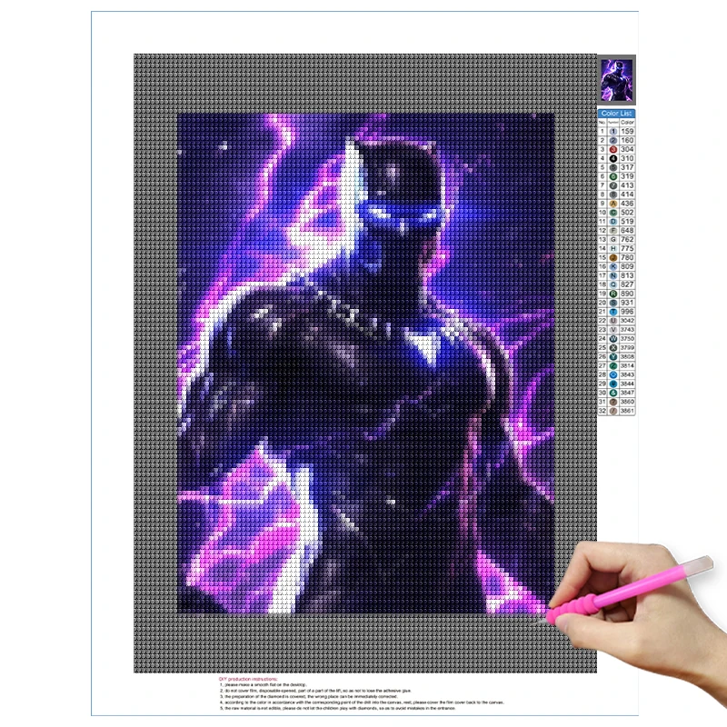 5D fai da te Marvel Diamond Painting Kit Black Panther Handmade Marvel Square Diamond ricamo pittura mosaico Art decorazione della casa