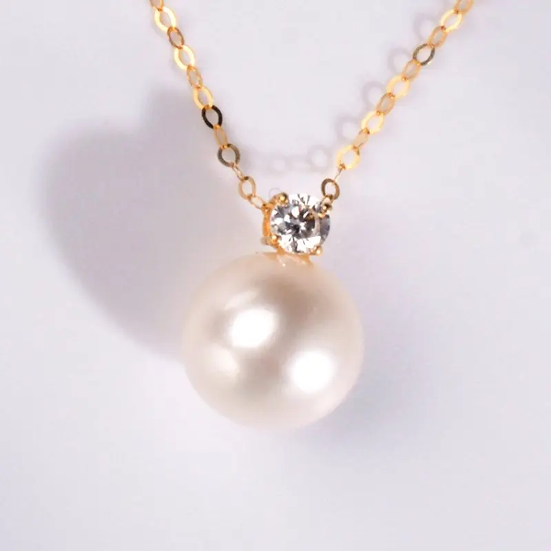 

Ювелирные изделия, ожерелье из желтого золота 18 карат, кулон принцессы au750, натуральный пресноводный белый синий фиолетовый жемчуг для женщин d66