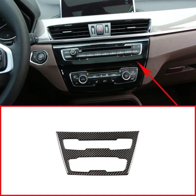 Soft Carbon Fiber For BMW X1 F48 2016-2019 Central Control Volume Frame Panel Cover Trim Accessories