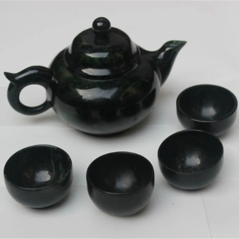 Dark Green Jade Tea Set Teapot Tea Cup Various Active Magnet Dark Green Jade Tea Set Decoration