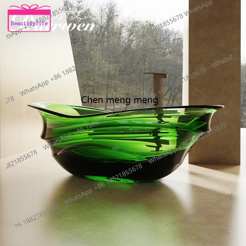 YL Transparent crystal resin bathtub Color high-end integrated independent bathtub Special-shaped artificial stone bathtub